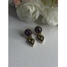 925 Sterling Silver Amethyst & Peridot Earrings Length 1 Inch