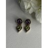 925 Sterling Silver Amethyst & Peridot Earrings Length 1 Inch