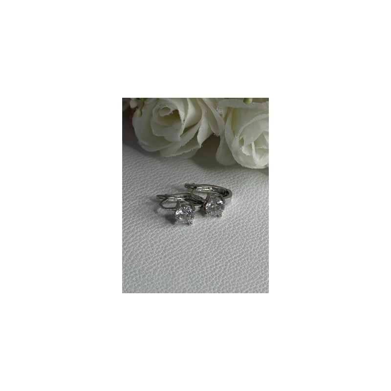 925 Sterling Silver CZ Earrings Length 0.65 Inch