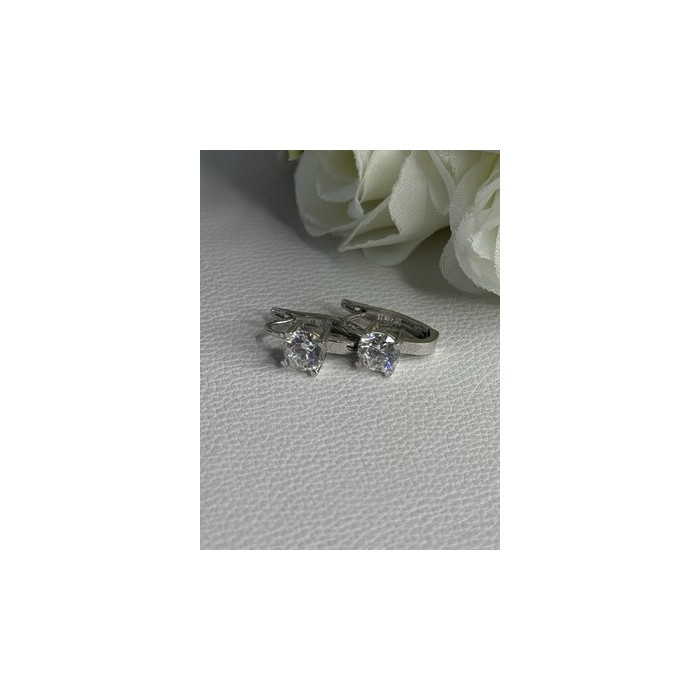 925 Sterling Silver CZ Earrings Length 0.65 Inch