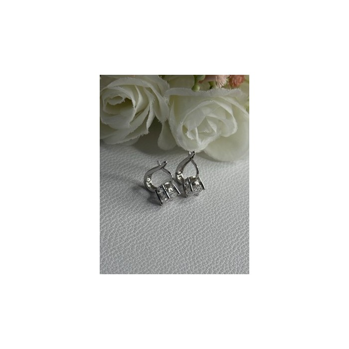 925 Sterling Silver CZ Earrings Length 0.65 Inch