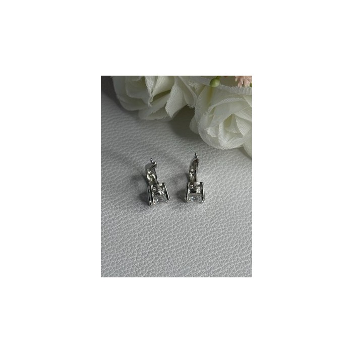 925 Sterling Silver CZ Earrings Length 0.65 Inch