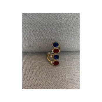 925 Sterling Silver Gold Plated Alpanite & CZ Ring Size 6.5