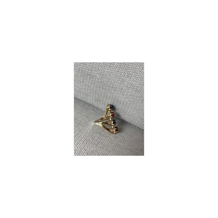 925 Sterling Silver Gold Plated Alpanite & CZ Ring Size 6.5