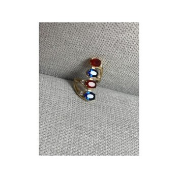 925 Sterling Silver Gold Plated Alpanite & CZ Ring Size 6.5