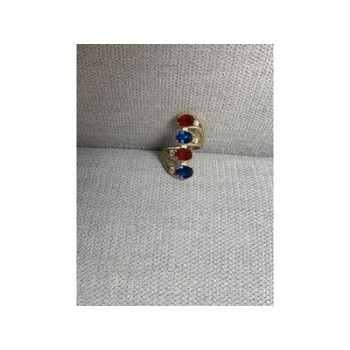 925 Sterling Silver Gold Plated Alpanite & CZ Ring Size 6.5