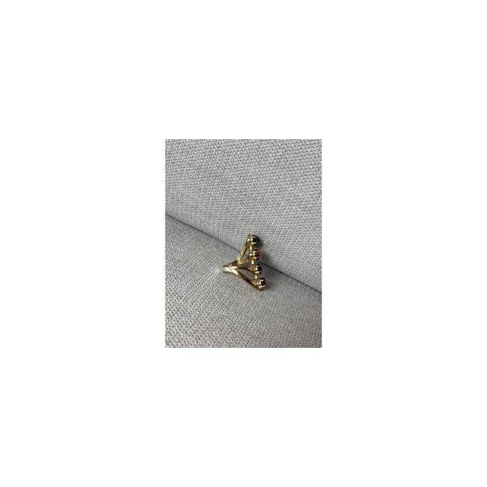 925 Sterling Silver Gold Plated Alpanite & CZ Ring Size 6.5