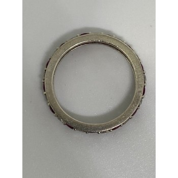 925 Sterling Silver Ring With Ruby & CZ Size 8