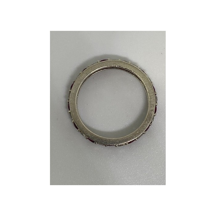 925 Sterling Silver Ring With Ruby & CZ Size 8