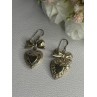Vintage 925 Sterling Silver Heart Earrings Length 1.70 Inch