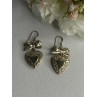 Vintage 925 Sterling Silver Heart Earrings Length 1.70 Inch