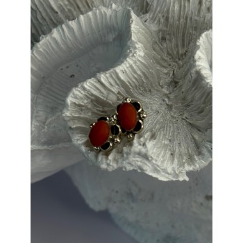 925 Sterling Silver Carnelian Stud Earrings Length 0.40 Inch