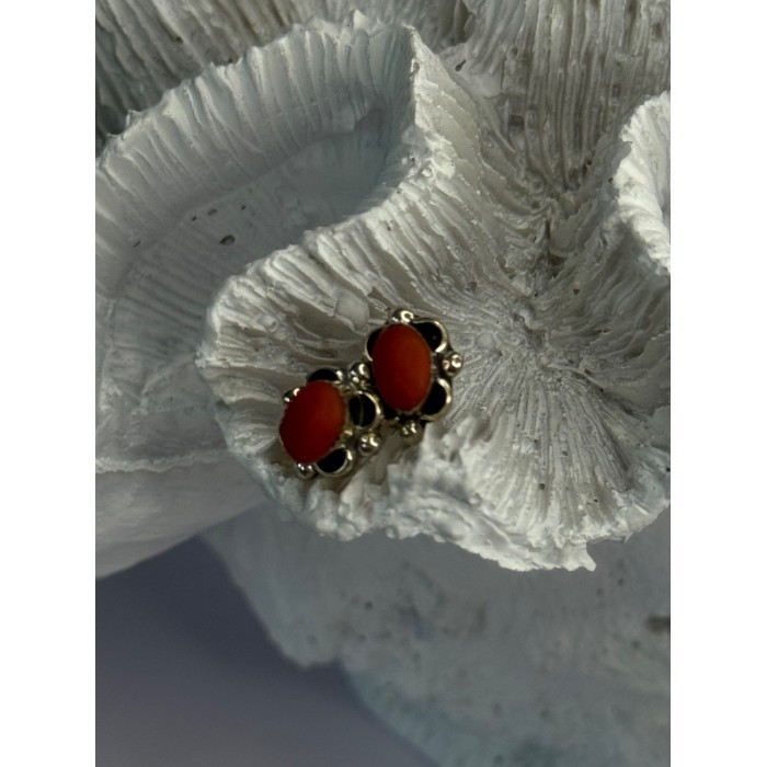 925 Sterling Silver Carnelian Stud Earrings Length 0.40 Inch