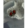 925 Sterling Silver Carnelian Stud Earrings Length 0.40 Inch