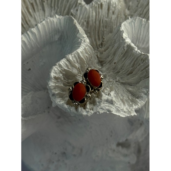 925 Sterling Silver Carnelian Stud Earrings Length 0.40 Inch