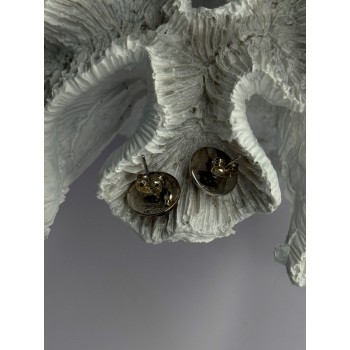 925 Sterling Silver Carnelian Round Stud Earrings Length 0.50 Inch