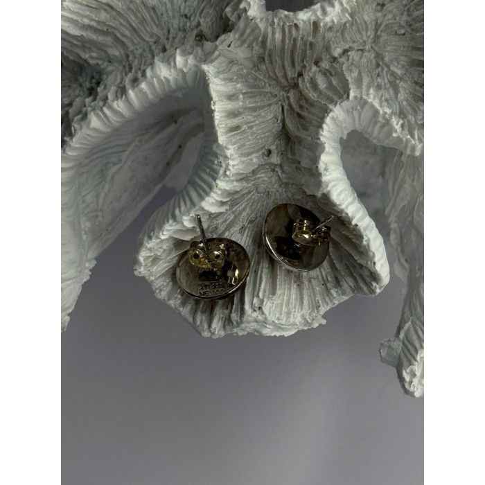 925 Sterling Silver Carnelian Round Stud Earrings Length 0.50 Inch