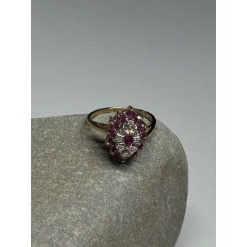 10K YELLOW GOLD RUBIES & DIAMONDS RING SIZE 6.5
