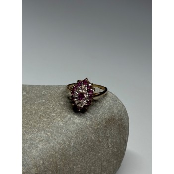 10K YELLOW GOLD RUBIES & DIAMONDS RING SIZE 6.5