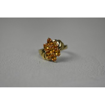 925 Sterling Silver Gold Plated Heliodor Ring Size 6.75