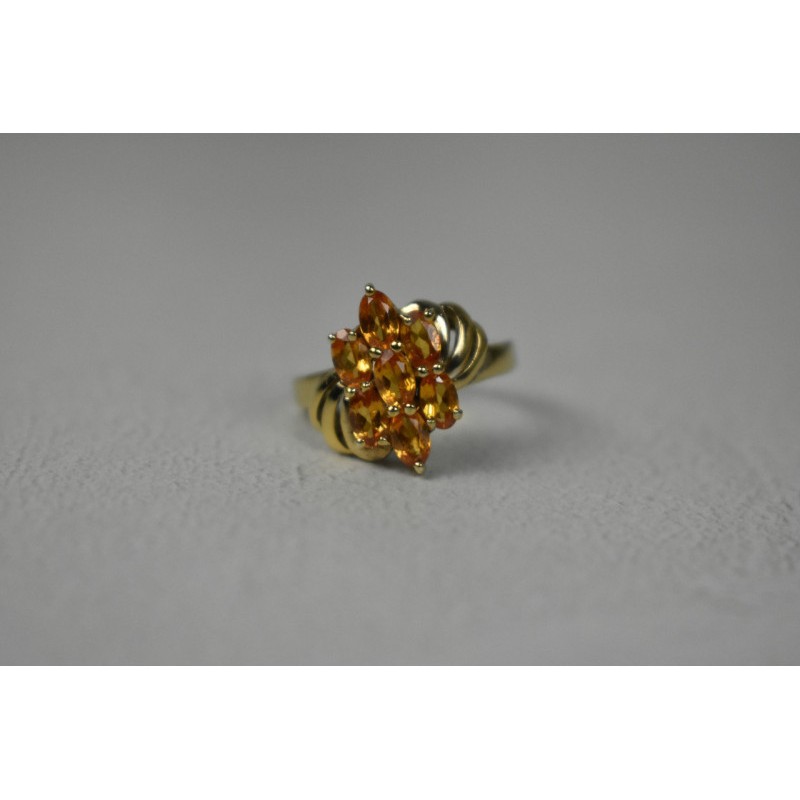 925 Sterling Silver Gold Plated Heliodor Ring Size 6.75