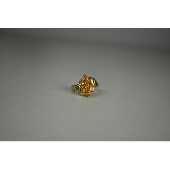 925 Sterling Silver Gold Plated Heliodor Ring Size 6.75