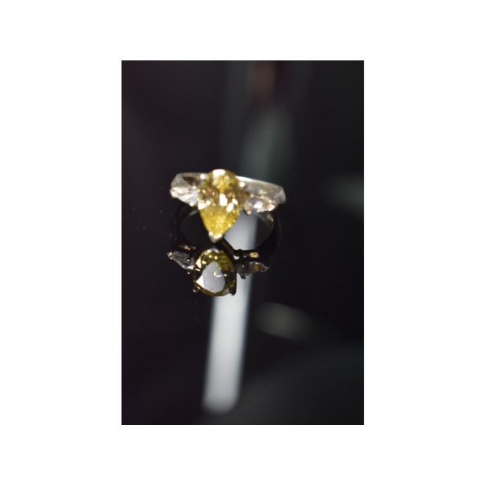 925 STERLING SILVER YELLOW CZ RING SIZE 10.5