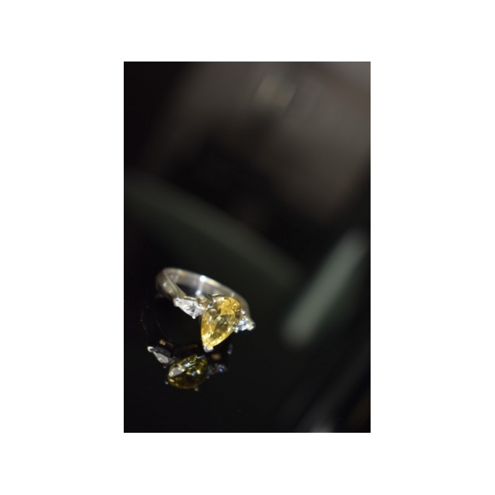 925 STERLING SILVER YELLOW CZ RING SIZE 10.5