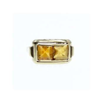14K WHITE GOLD HESSONITE RING SIZE 7