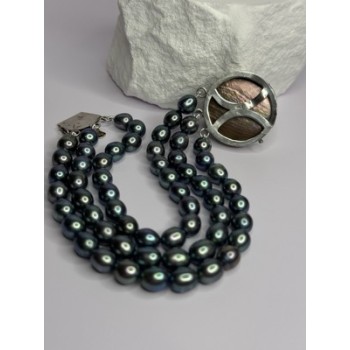 925 STERLING SILVER UNIQUE BRACELET FRESHWATER PEARLS LENGHT 8 INCH