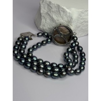 925 STERLING SILVER UNIQUE BRACELET FRESHWATER PEARLS LENGHT 8 INCH