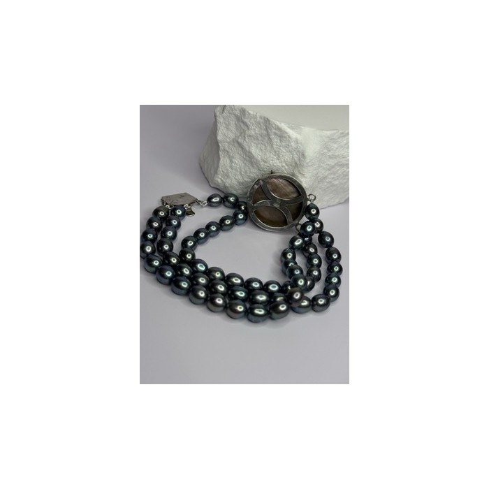 925 STERLING SILVER UNIQUE BRACELET FRESHWATER PEARLS LENGHT 8 INCH