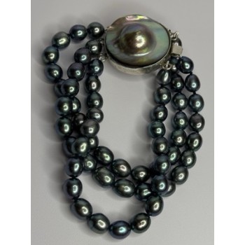 925 STERLING SILVER UNIQUE BRACELET FRESHWATER PEARLS LENGHT 8 INCH