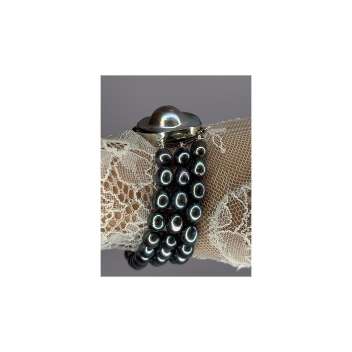 925 STERLING SILVER UNIQUE BRACELET FRESHWATER PEARLS LENGHT 8 INCH