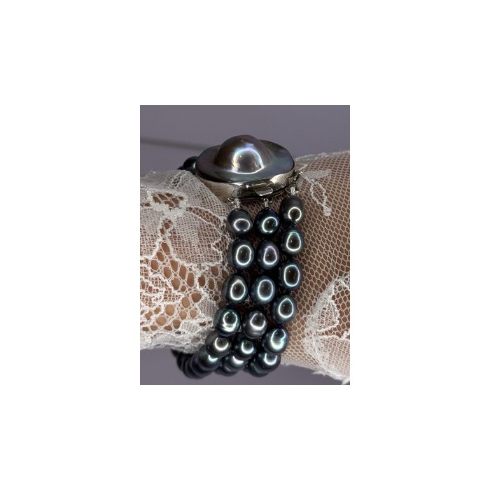 925 STERLING SILVER UNIQUE BRACELET FRESHWATER PEARLS LENGHT 8 INCH