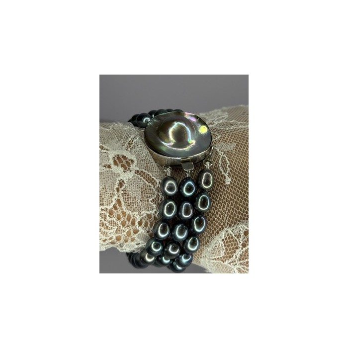 925 STERLING SILVER UNIQUE BRACELET FRESHWATER PEARLS LENGHT 8 INCH