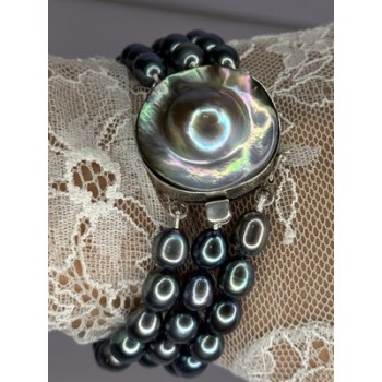 925 STERLING SILVER UNIQUE BRACELET FRESHWATER PEARLS LENGHT 8 INCH