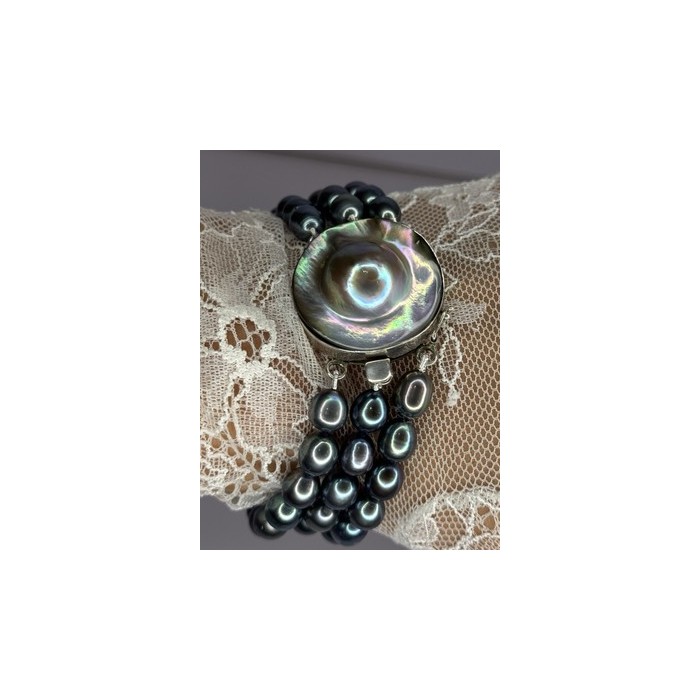 925 STERLING SILVER UNIQUE BRACELET FRESHWATER PEARLS LENGHT 8 INCH