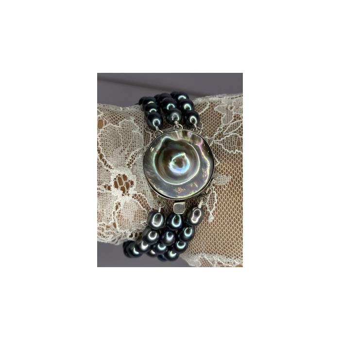 925 STERLING SILVER UNIQUE BRACELET FRESHWATER PEARLS LENGHT 8 INCH