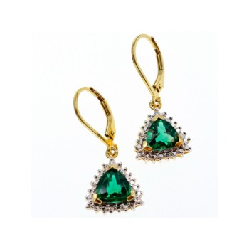 925 Sterling Silver Gold Plated Emerald Earrings