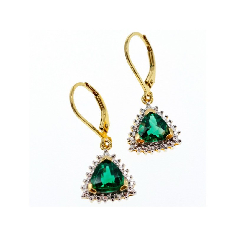 925 Sterling Silver Gold Plated Emerald Earrings