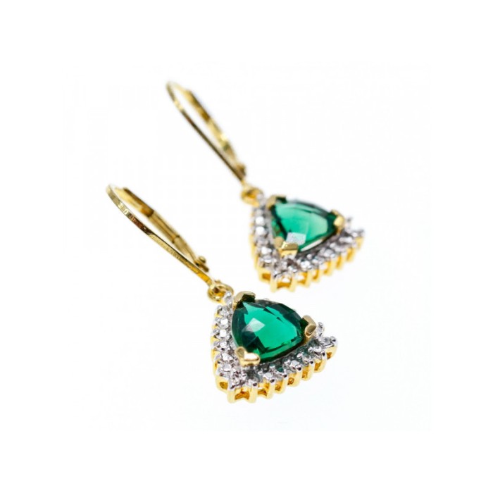 925 Sterling Silver Gold Plated Emerald Earrings