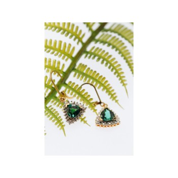 925 Sterling Silver Gold Plated Emerald Earrings