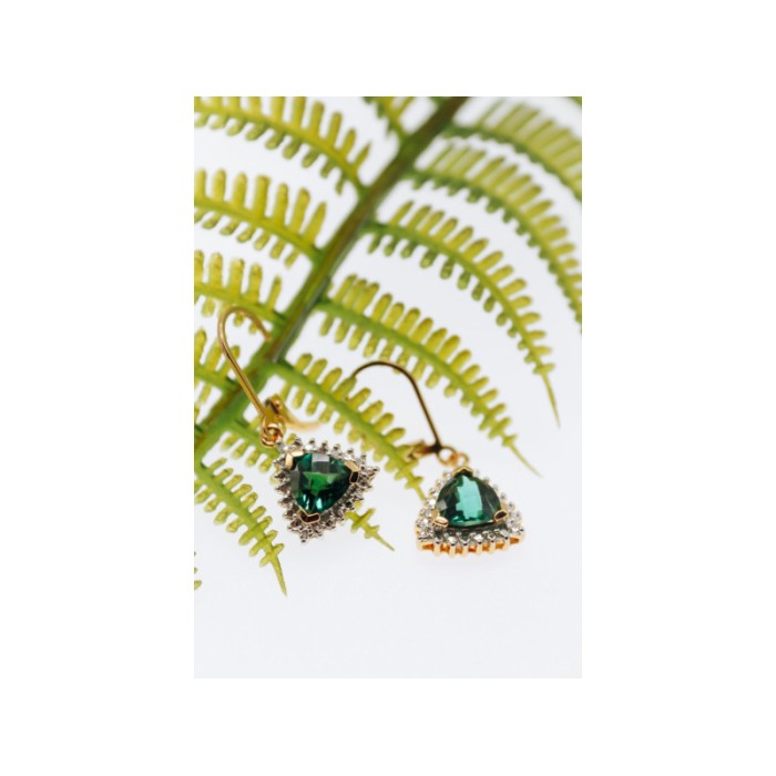 925 Sterling Silver Gold Plated Emerald Earrings