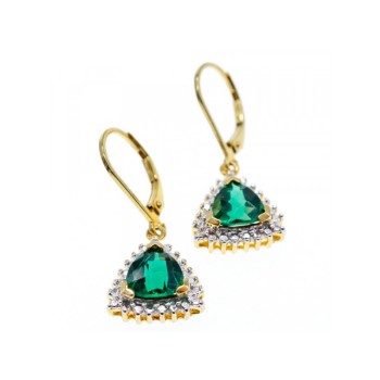 925 Sterling Silver Gold Plated Emerald Earrings