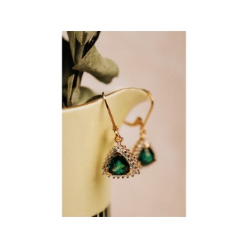 925 Sterling Silver Gold Plated Emerald Earrings