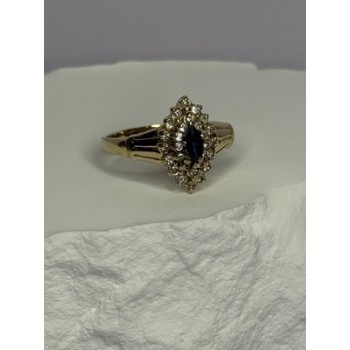 14K YELLOW GOLD SAPPHIRE & DIAMONDS RING SIZE 9