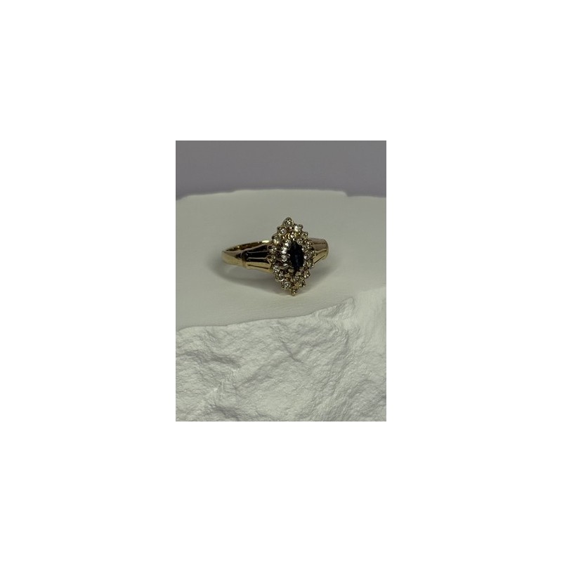 14K YELLOW GOLD SAPPHIRE & DIAMONDS RING SIZE 9