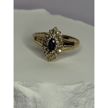 14K YELLOW GOLD SAPPHIRE & DIAMONDS RING SIZE 9