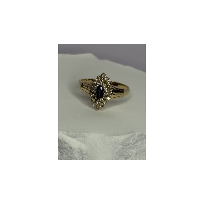 14K YELLOW GOLD SAPPHIRE & DIAMONDS RING SIZE 9